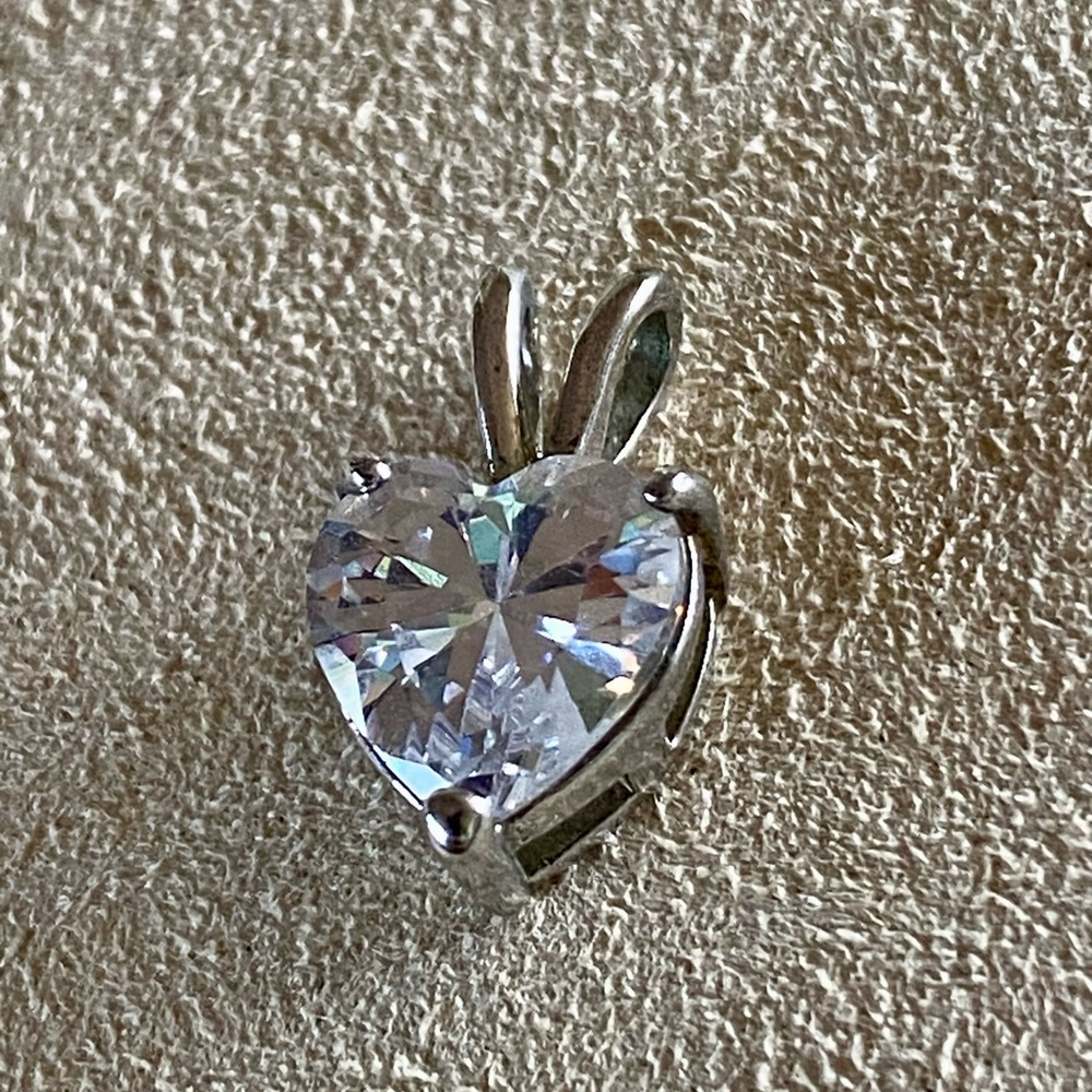 Small Sterling Silver Crystal CZ Heart Pendant